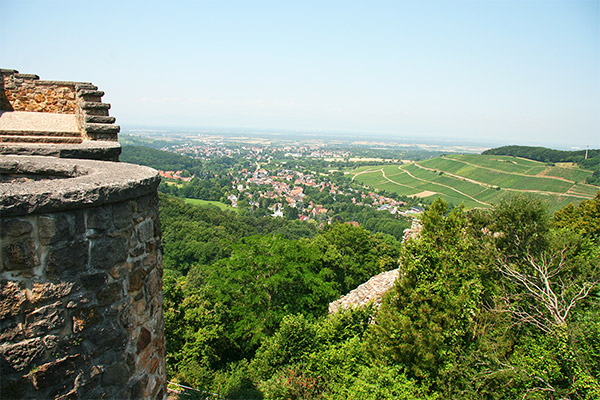 Blick von der Burgruine in Badenweiler zur Rheinebene
